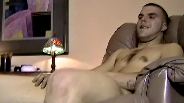 Walter strokes his hard cock on camera