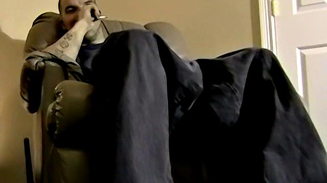 Walter strokes his hard cock on camera