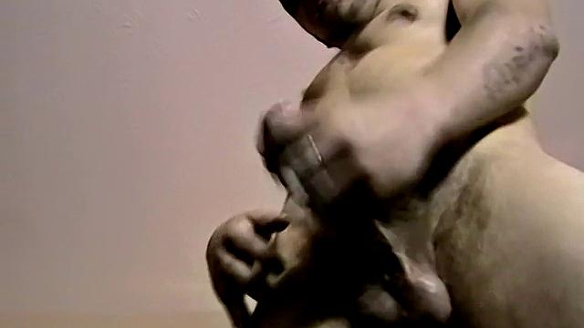 Walter strokes his hard cock on camera
