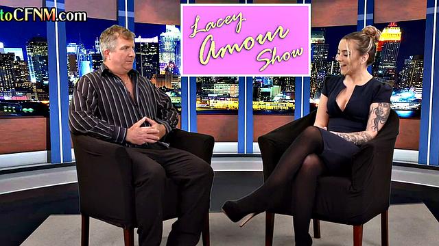 CFNM amateur British tv presenter sucks in live show