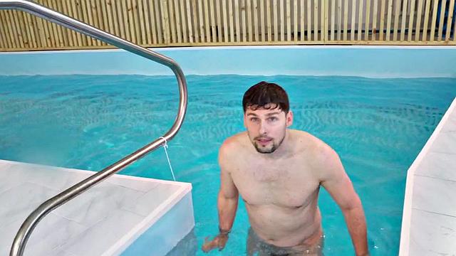 Big booty pool guard in doggystyle after BJ