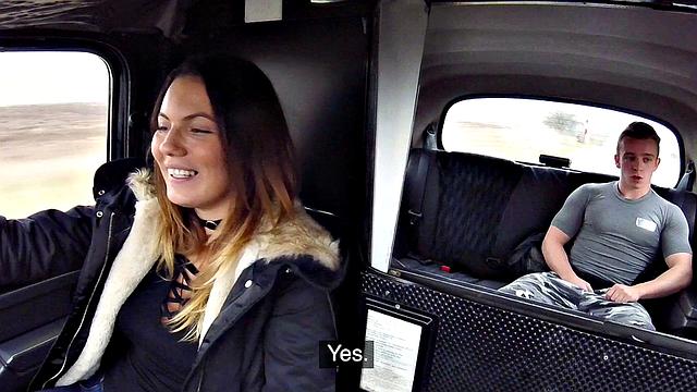 Horny stud pounds his way to a hot creampie in the backseat