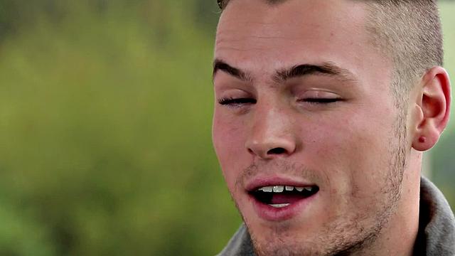 Athletic college amateur toying ass and jerking off