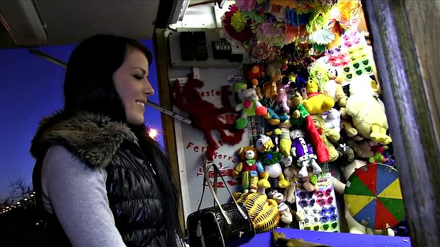 Dark Haired Beauty Fails At Game, Gets A Mouth Full Of Cock