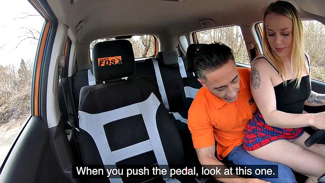 Nympho driving instructor cockriding