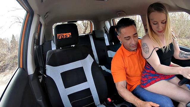 Nympho driving instructor cockriding