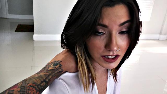 Cheerleader with pierced tits flaunts her curves in a hot POV fuck