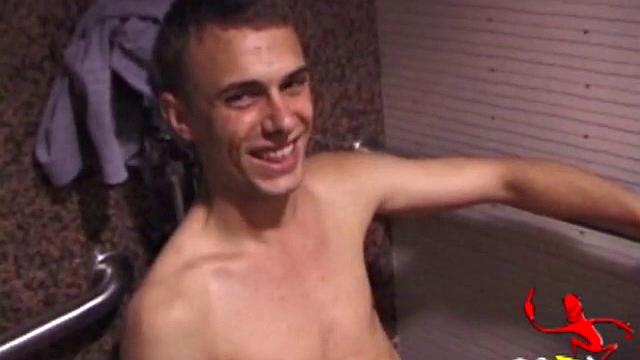 While seated on the bathroom commode, Will grabs a porn magazine and starts stroking. After a determined session, he coaxes out a messy warm cum.