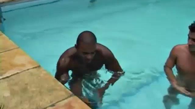 When three young hotties arrive nearby, Ramon Mendez lurks and stares. Muscular Pero Beteino exposes his giant cock and the suck fest begins.