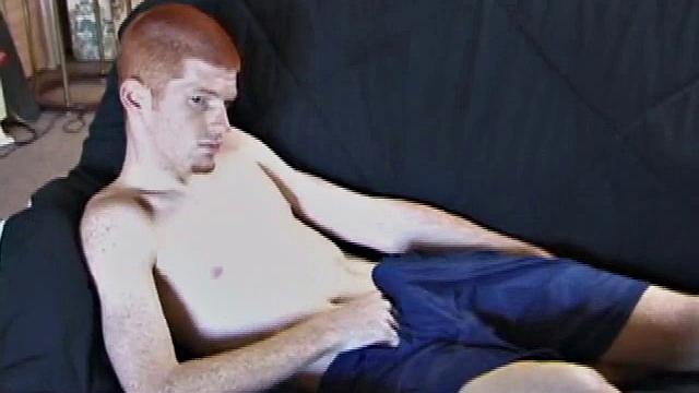 Tristan wastes time getting his dick out of his pants. He watches a porn video, pulling on his growing cock. Once boned up, he strokes with determination and explodes a gusher of warm cum.