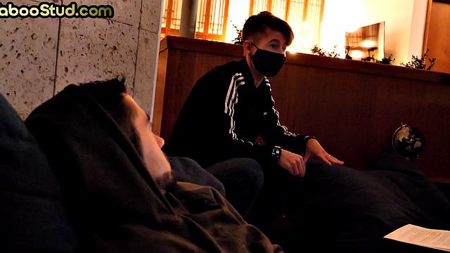 Weird stepbro sucks cock outdoor in stepbrother fantasy