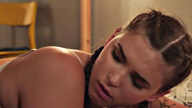 Nasty dirty babes fucked in threeway by big white dick