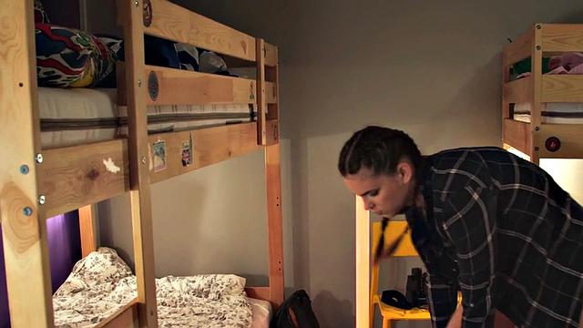 Nasty dirty babes fucked in threeway by big white dick