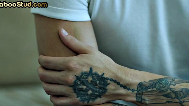 Weird inked stud barebacked by tattooed stepbrother