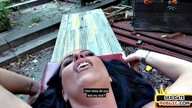 Public inked German MILF fucked outdoor on sex date