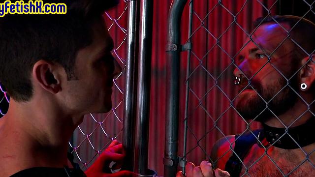 Gaping jock with hairy ass anally fisted by BF in gloves