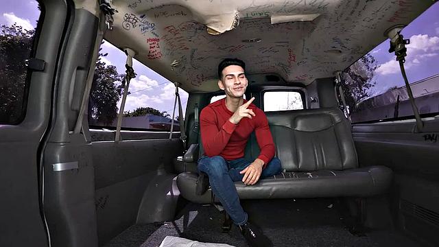 Pulled straight amateur cums in mouth in outdoor van