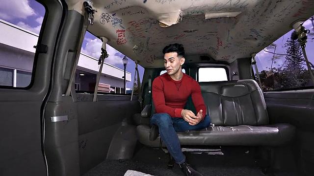 Pulled straight amateur cums in mouth in outdoor van