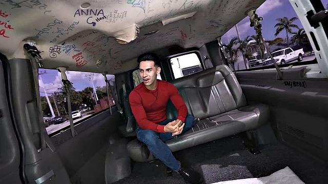 Pulled straight amateur cums in mouth in outdoor van