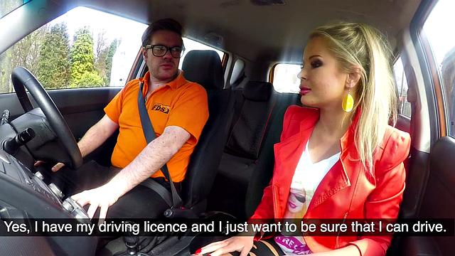 Busty euro rides instructor on backseat