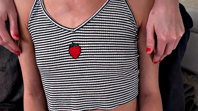 21yo gives POV HJ in CFNM 3some with her bestie