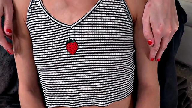 21yo gives POV HJ in CFNM 3some with her bestie