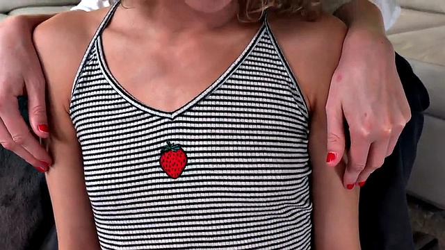 21yo gives POV HJ in CFNM 3some with her bestie