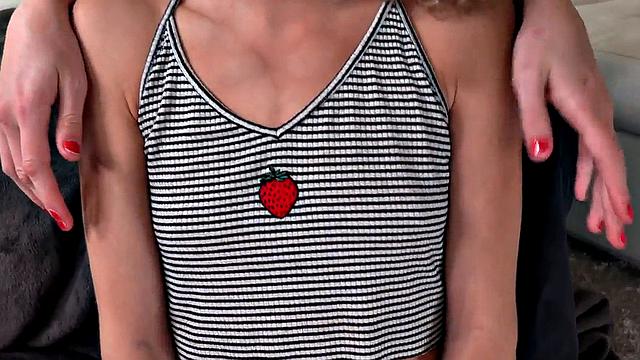 21yo gives POV HJ in CFNM 3some with her bestie