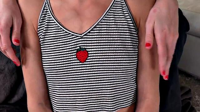 21yo gives POV HJ in CFNM 3some with her bestie