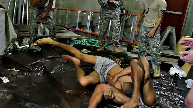 Military Black and White studs fuck in voyeur orgy