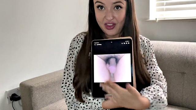 Busty solo babe in lingerie humiliates small dongs