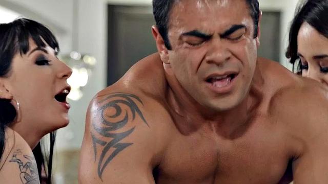 Petite inked bisexual babe drilled in FFMM orgy