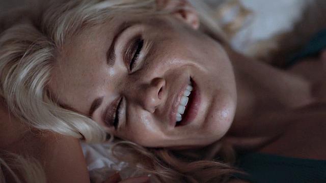 Strapon babe lesbians enjoy passionate sex on the bed