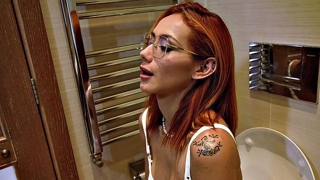 Classy redhead babe pounded till shaking orgasm