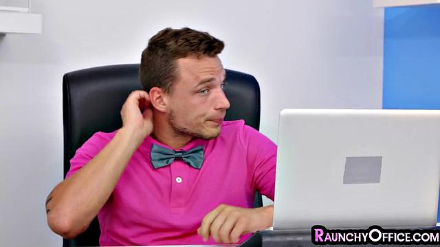 Naughty big-titted secretary deepthroating