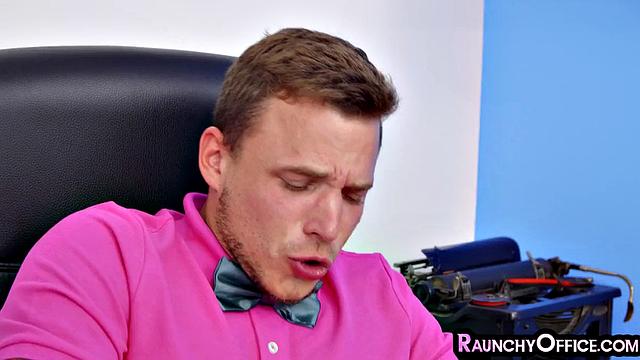 Naughty big-titted secretary deepthroating