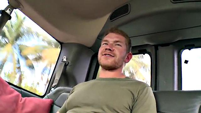 Str8 amateur jock cums on gay in public van outdoor