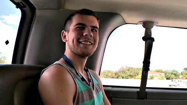 Str8 amateur jock cums on gay in public van outdoor