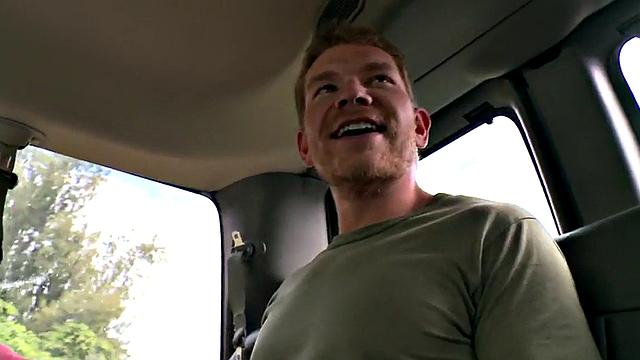 Str8 amateur jock cums on gay in public van outdoor