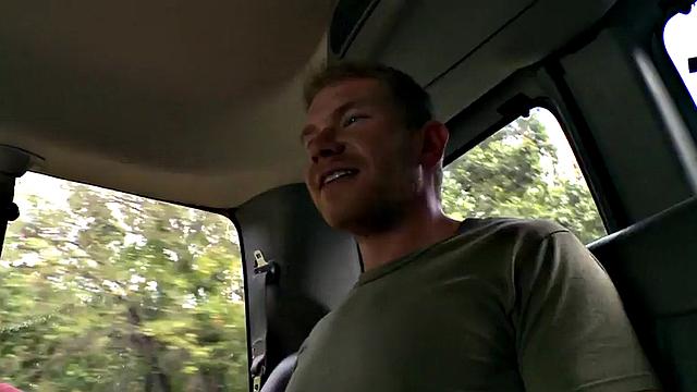 Str8 amateur jock cums on gay in public van outdoor