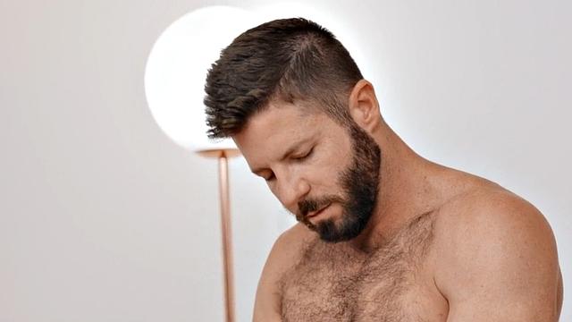 Hairy solo jock eager pleasure jerks cock at home