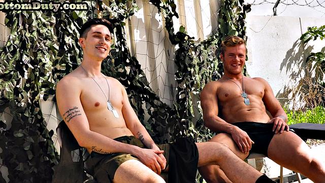 Military bottom bareback fucked on duty by rimming boyfriend