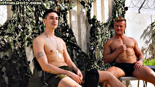 Military bottom bareback fucked on duty by rimming boyfriend