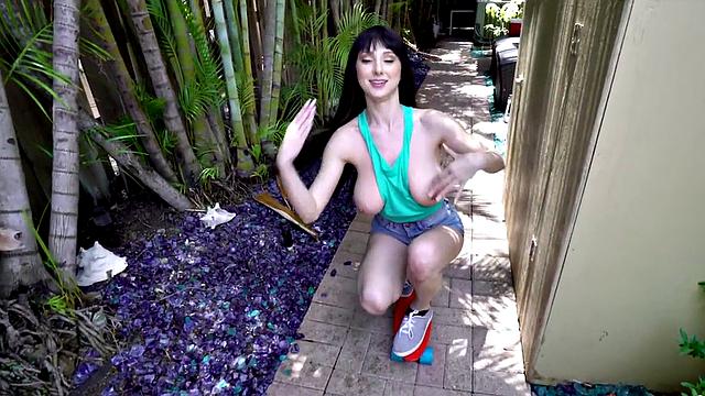 A kinky couple go wild with a big tit babe giving head before fucking in the bedroom