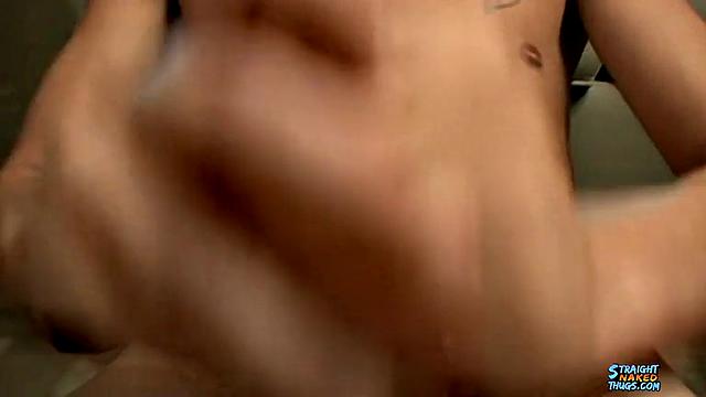 Cain strokes his cock hard in the heat and can't hold back his intense release