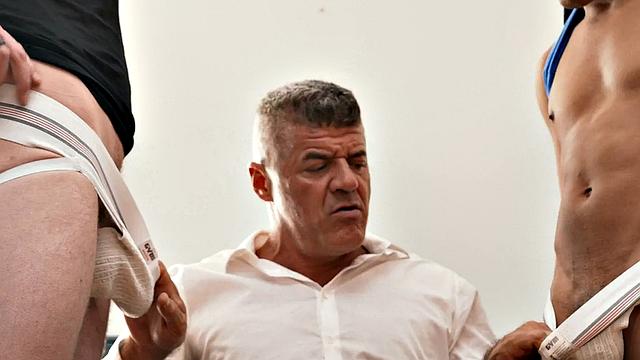 Barebacked boss smashed in 3way