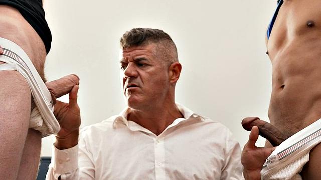 Barebacked boss smashed in 3way