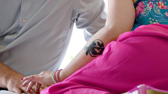 Big-titted babe passionately fucked by her BF after blowjob