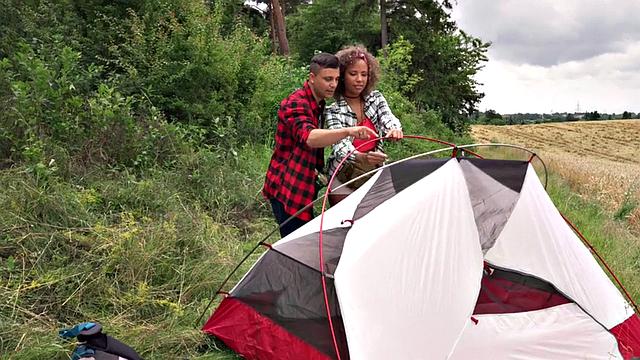 21yo ebony babe gets pussy rammed in outdoor tent