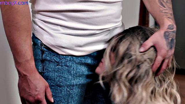 College uniform femboy with glasses gets ass fucked